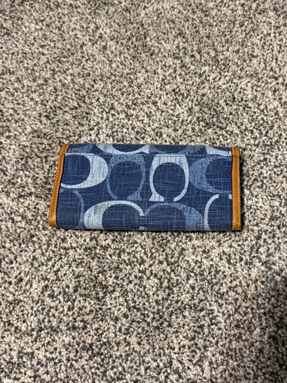 Vintage Coach Y2K Blue Signature C Buckle Wallet Leather Trim - Picture 2 of 7
